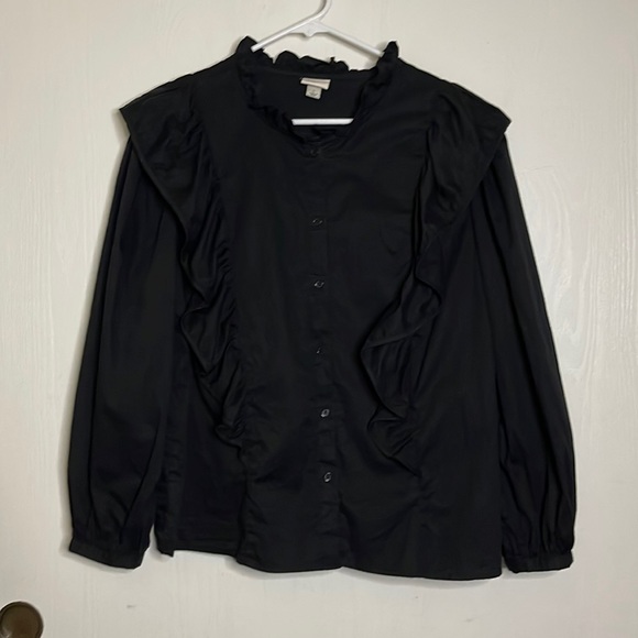 a new day Tops - a new day Black Long Sleeve Button-Up Top, Sz. L, NWOT